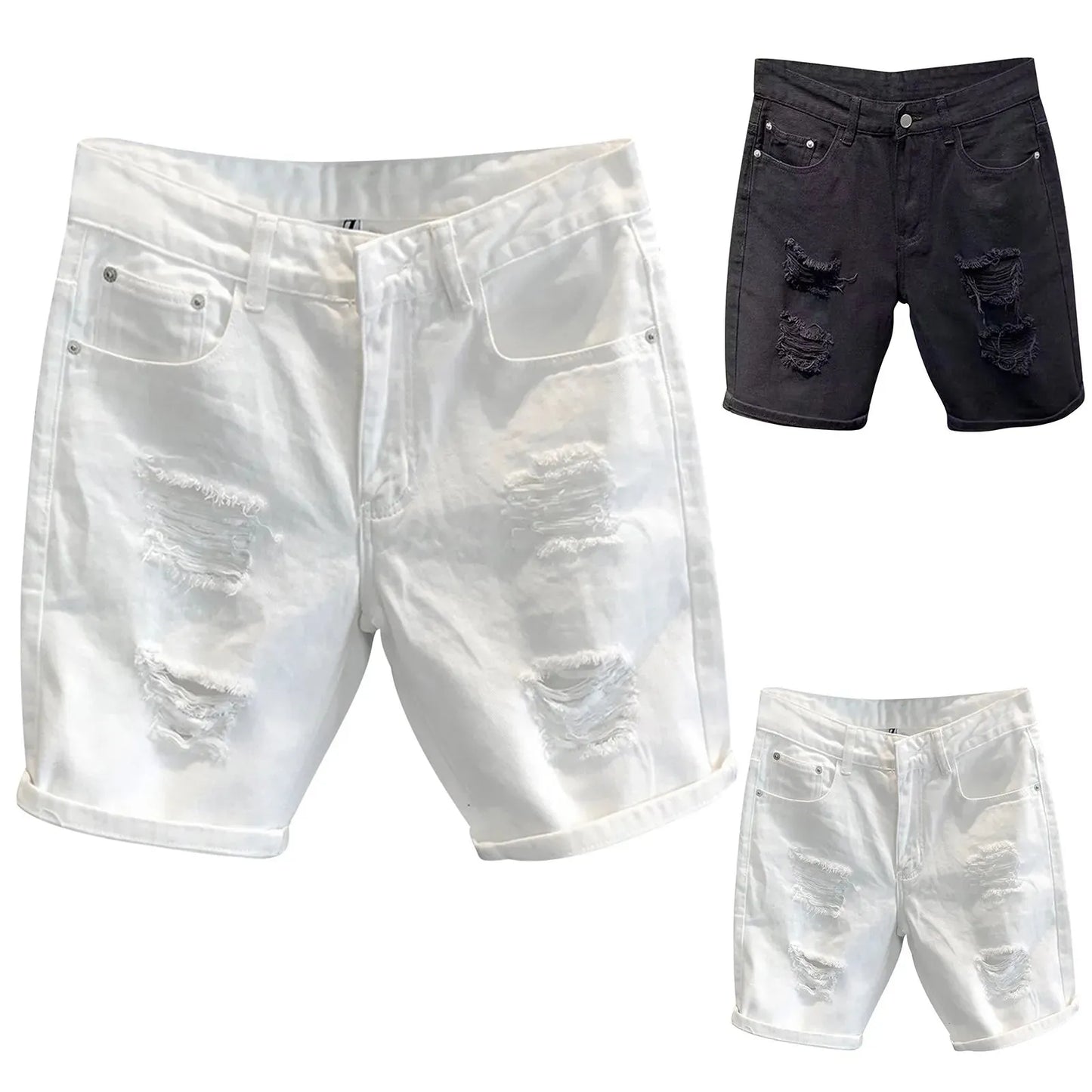 Stylish Men's Summer Ripped Denim Shorts for Active Comfort