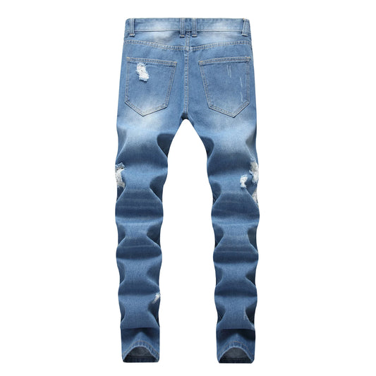Men's Denim Jeans Ripped Straight Fit Jeans for Men Casual party cowboy long pants 403 - Pylnam