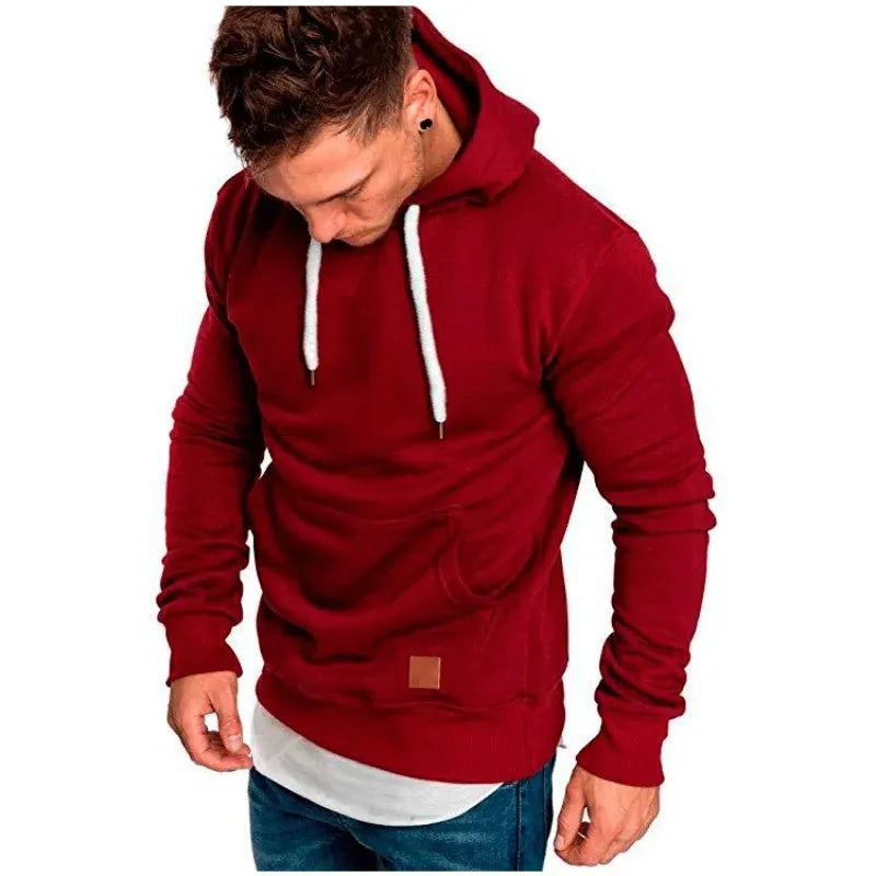 Autumn and winter fashion men's hoodie large size solid color pullover home casual walking hoodie - Pylnam