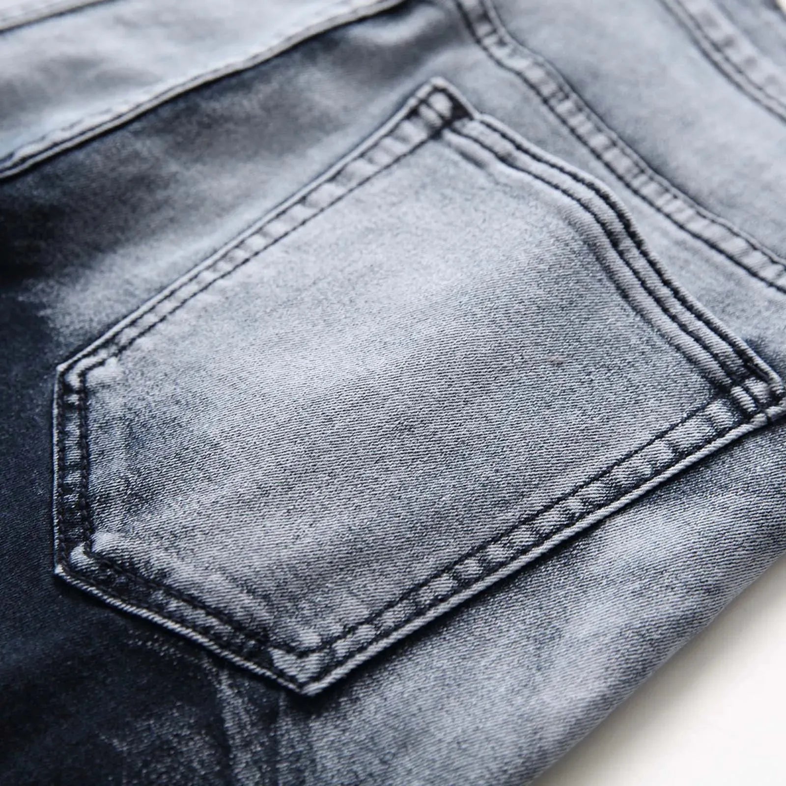2025 American Men Summer Patchwork Denim Pants Ripped Cropped Skinny Trouser Ankle-Length Slim Fit Casual Distressed Jeans - Pylnam