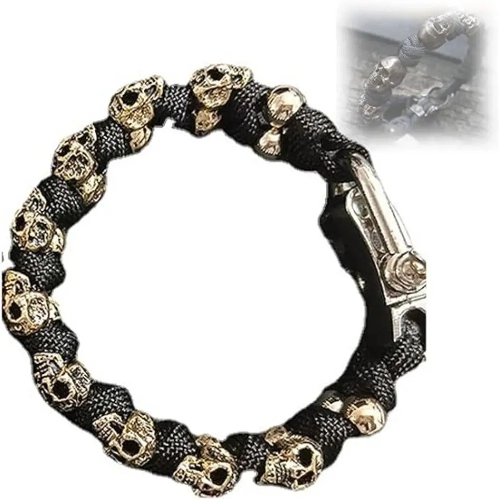 Handmade Skull Paracord Bracelet - Stylish Punk Hiphop Woven Accessory for Men - Pylnam