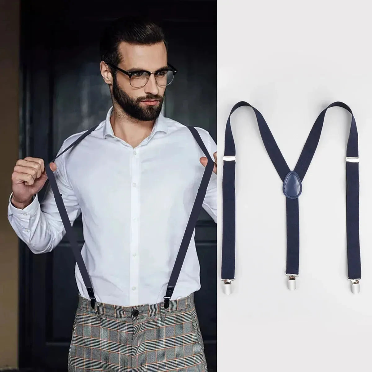 Braces/Suspenders One Size Fully Adjustable Y Shaped with Strong Clips - Pylnam