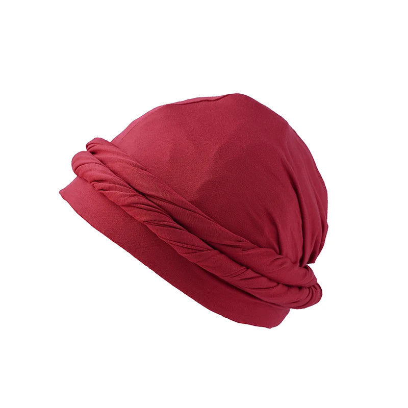 Unisex Cotton Bandana Beanie Cap with Punk Burr Trim and Twisted Tail Fringe - Casual Solid Color Docker Hat for All Seasons 2024 - Pylnam