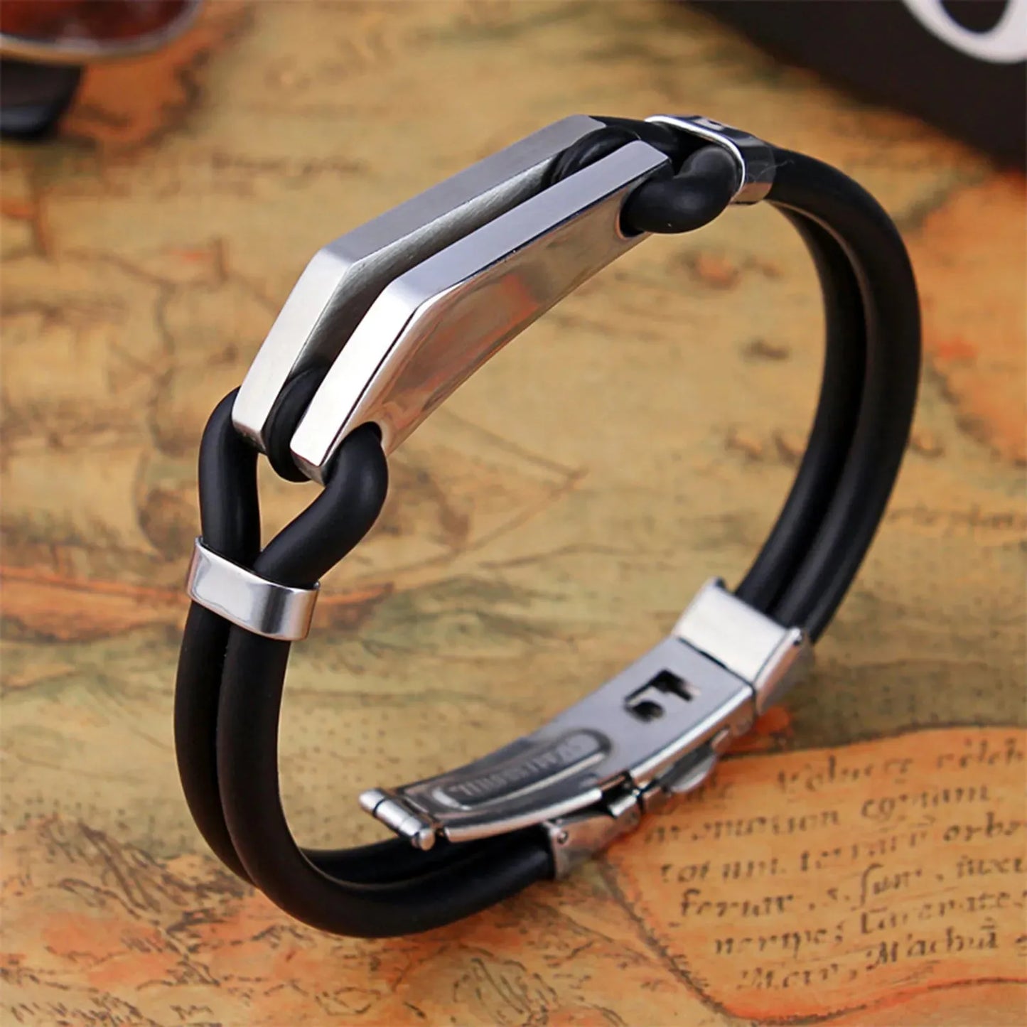 Trendy Black Stainless Steel Jewelry Bracelets for Men