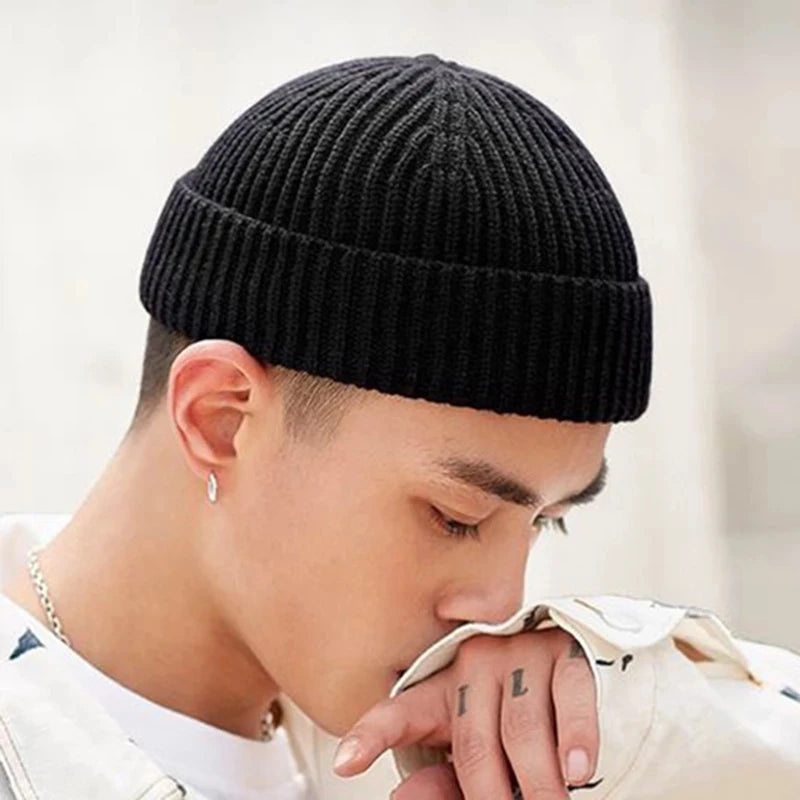 Rimiut Knitted Hat for Men & Women Caps Wool Fashion Simple Warm Skullies Beanies Solid Autumn Winter Beanie Cap Trendy Style - Pylnam