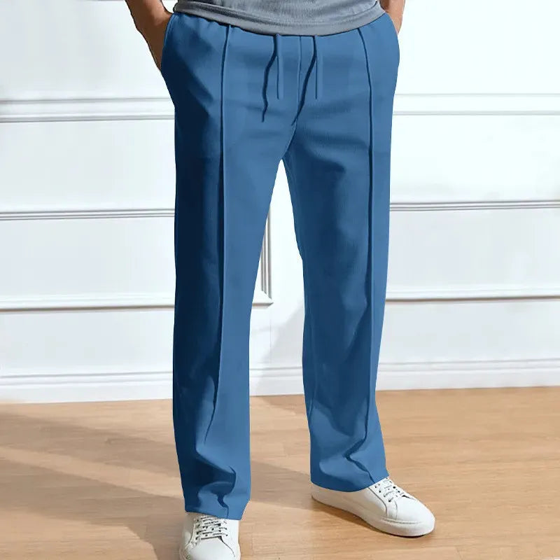 Men's Knitting Sports Pants Autumn Minimalist Style Breath Comfy Loose Wide Leg Cotton Trousers Lightweight Straight Leg Pants - Pylnam
