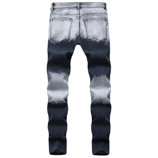 2025 American Men Summer Patchwork Denim Pants Ripped Cropped Skinny Trouser Ankle-Length Slim Fit Casual Distressed Jeans - Pylnam