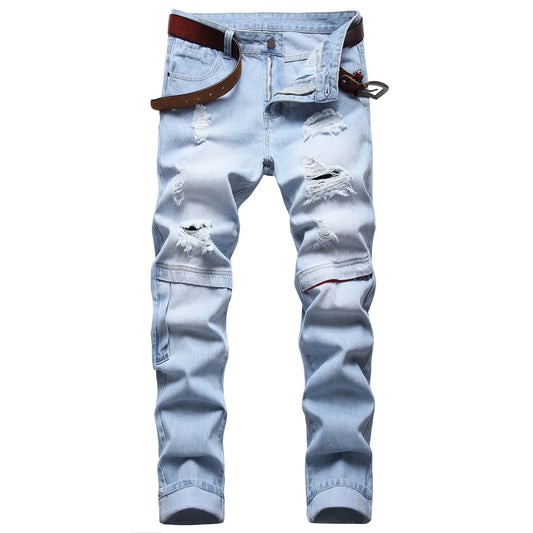 Men's Slim Fit Distressed Jeans for Stylish Comfort - Pylnam