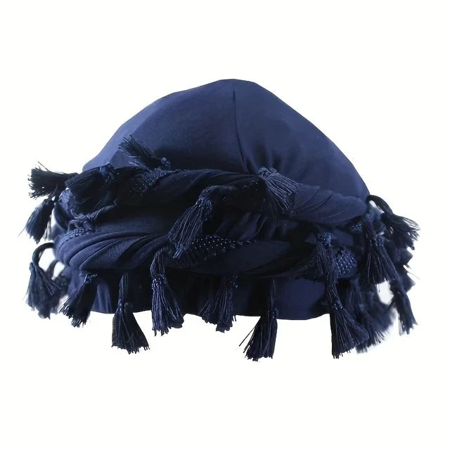 Unisex Cotton Bandana Beanie Cap with Punk Burr Trim and Twisted Tail Fringe - Casual Solid Color Docker Hat for All Seasons 2024 - Pylnam