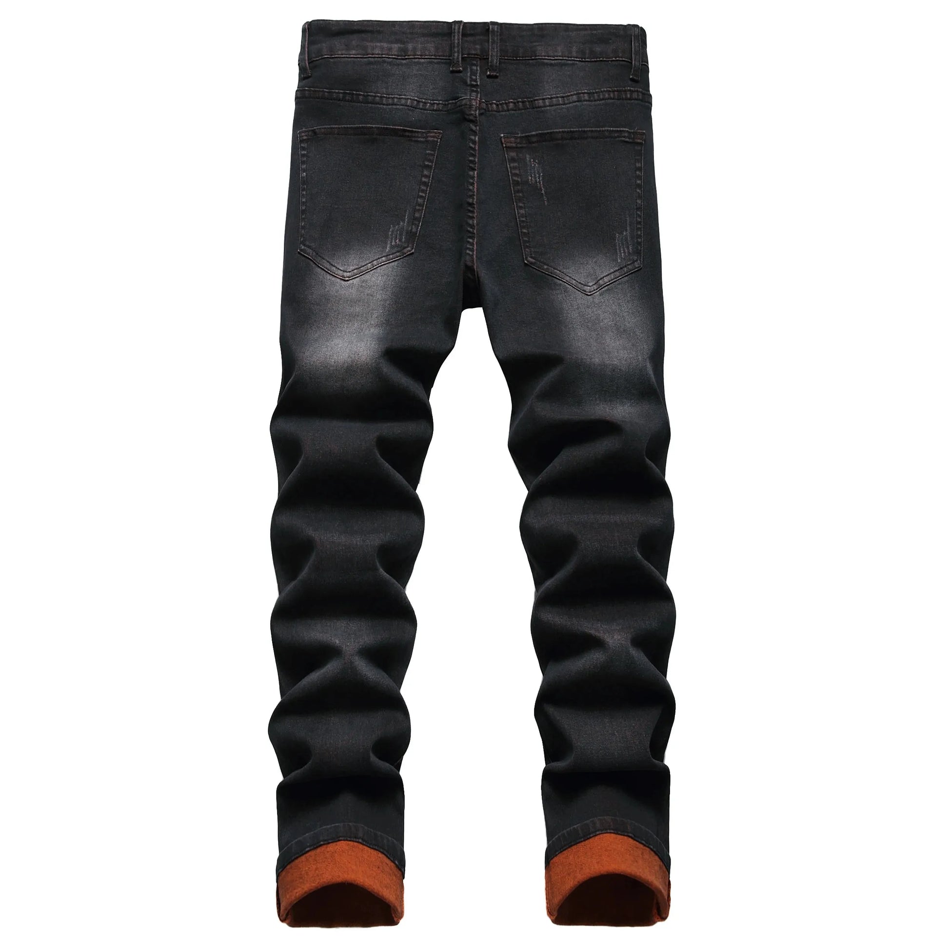 Men's black distressed jeans Men's orange distressed long pants Casual party stretch denim long pants 511 - Pylnam