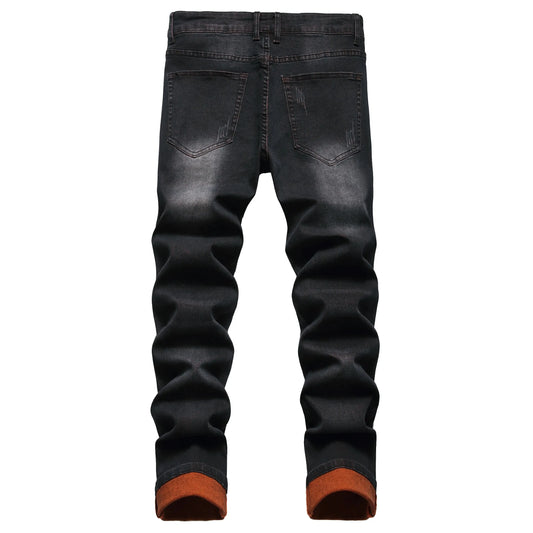 Men's black distressed jeans Men's orange distressed long pants Casual party stretch denim long pants 511 - Pylnam