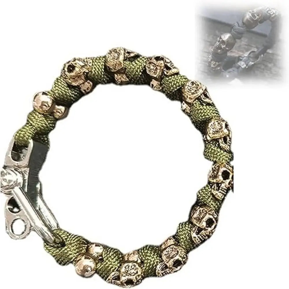 Handmade Skull Paracord Bracelet - Stylish Punk Hiphop Woven Accessory for Men - Pylnam