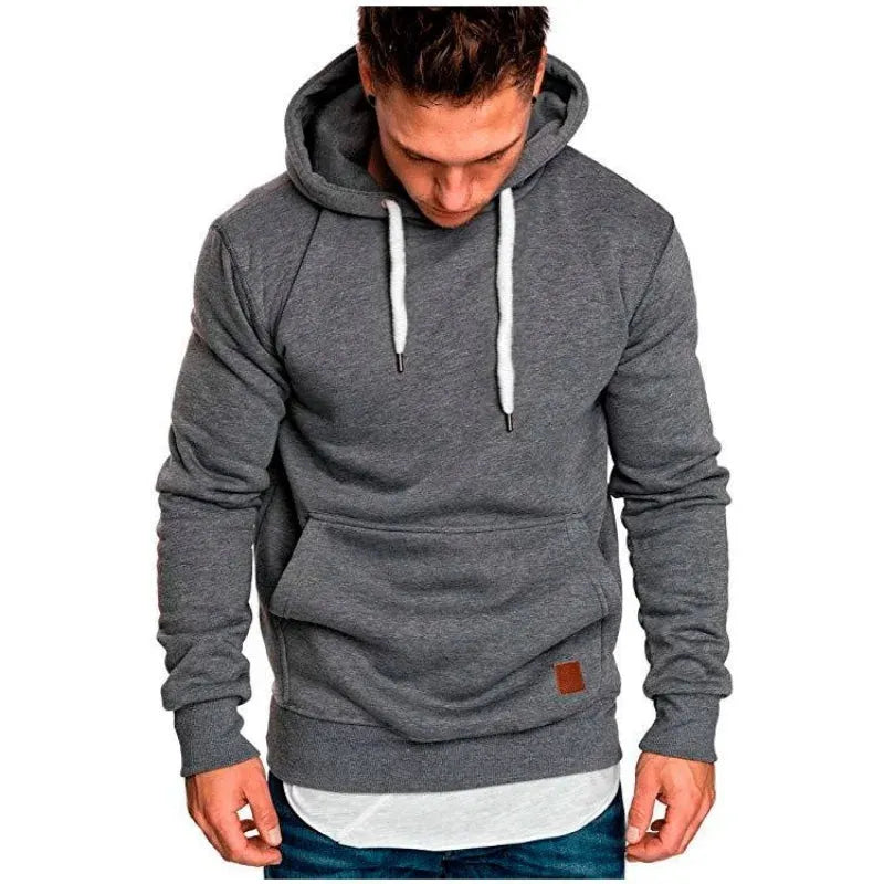 Autumn and winter fashion men's hoodie large size solid color pullover home casual walking hoodie - Pylnam