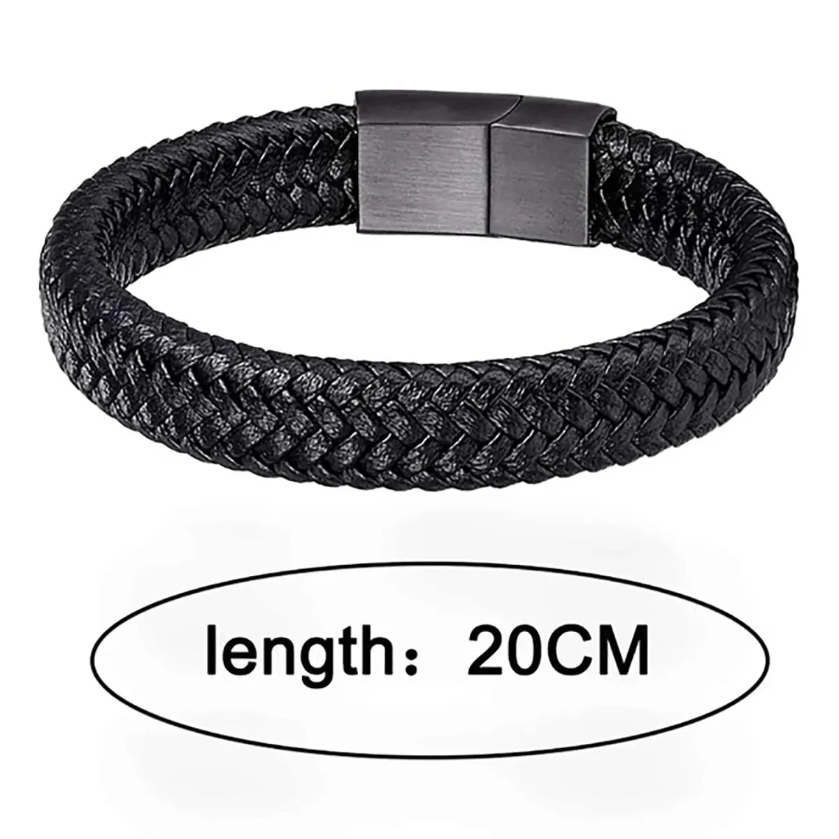 Sophisticated Black Magnetic Leather Bracelet for Men - A Perfect Gift for Any Occasion