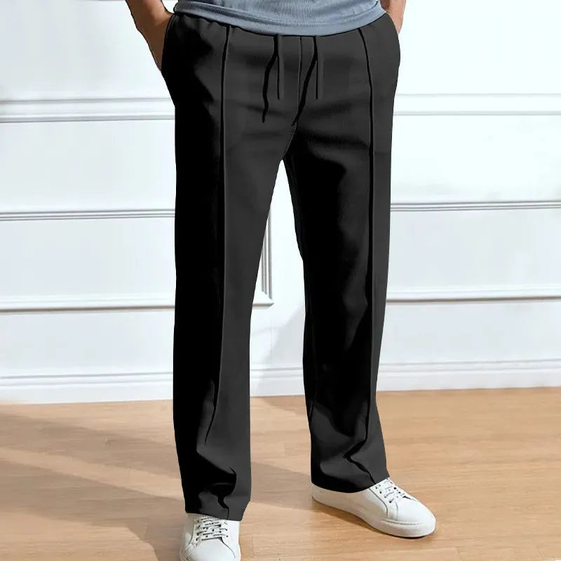 Men's Knitting Sports Pants Autumn Minimalist Style Breath Comfy Loose Wide Leg Cotton Trousers Lightweight Straight Leg Pants - Pylnam