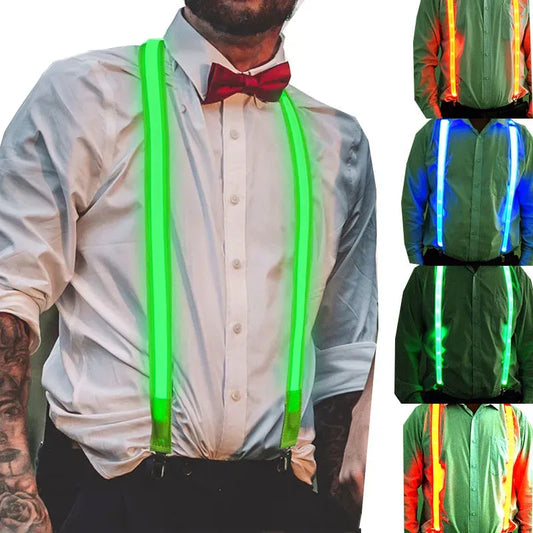 NEW Glowing Bow Suspenders for Men Wedding Party Accessories Glow in The Dark Bright Materials Birthday Festival SD01 - Pylnam