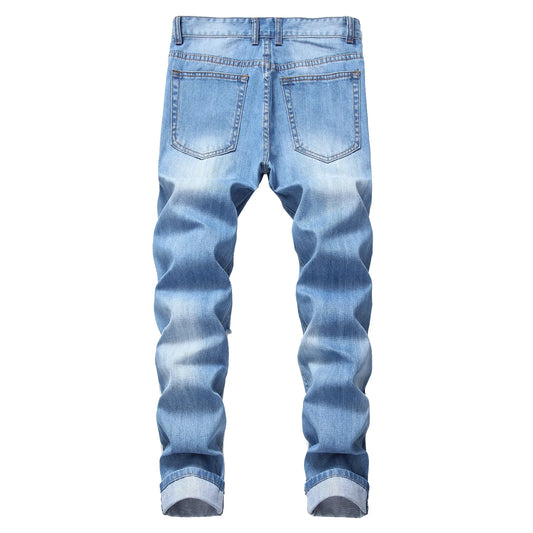 Men's Distressed Light Blue Jeans for Stylish Comfort - Pylnam