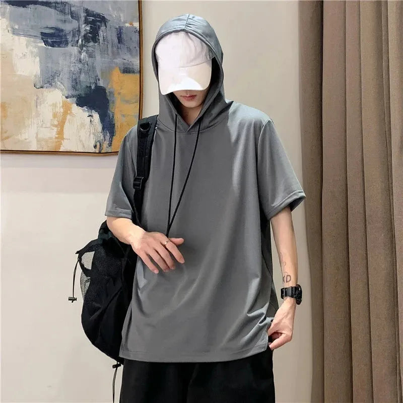 Quick-Dry GYM T-Shirt Sports Streetwear Fashion Oversized 4XL Hoodie T Shirt Black 2024 Summer Short Sleeves Top Tees Tshirt - Pylnam