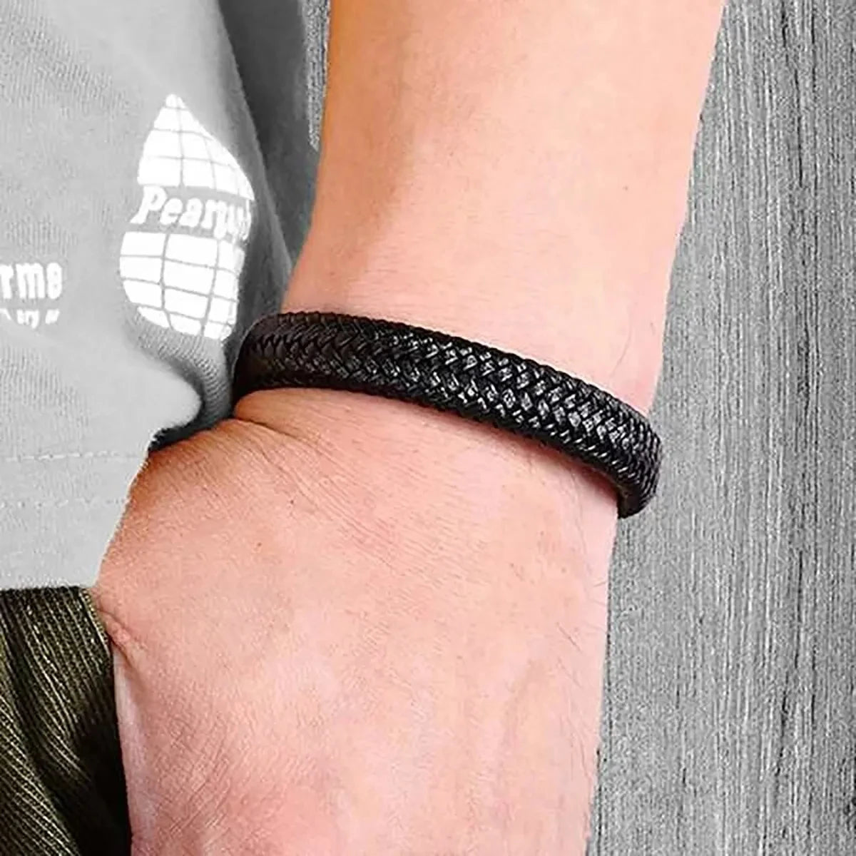 Sophisticated Black Magnetic Leather Bracelet for Men - A Perfect Gift for Any Occasion