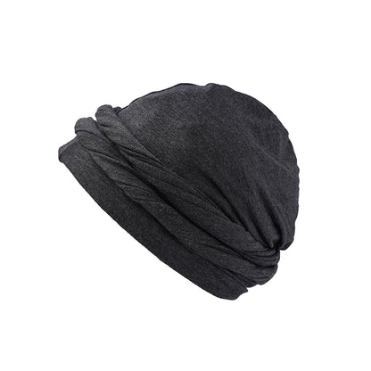 Unisex Cotton Bandana Beanie Cap with Punk Burr Trim and Twisted Tail Fringe - Casual Solid Color Docker Hat for All Seasons 2024 - Pylnam