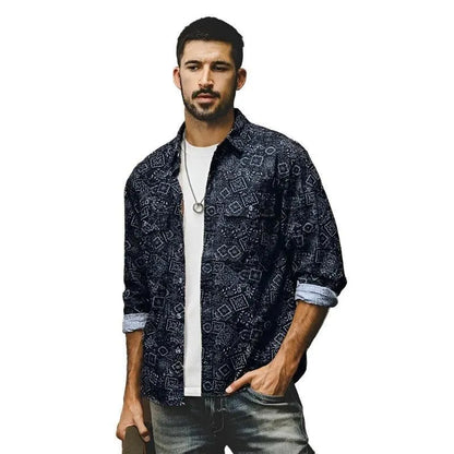 Artistic Floral Long Sleeve Casual Shirt - Pylnam