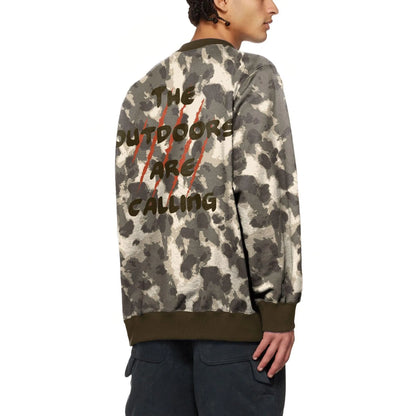 Camo Chic Digital Print Round Neck Sweater - Pylnam