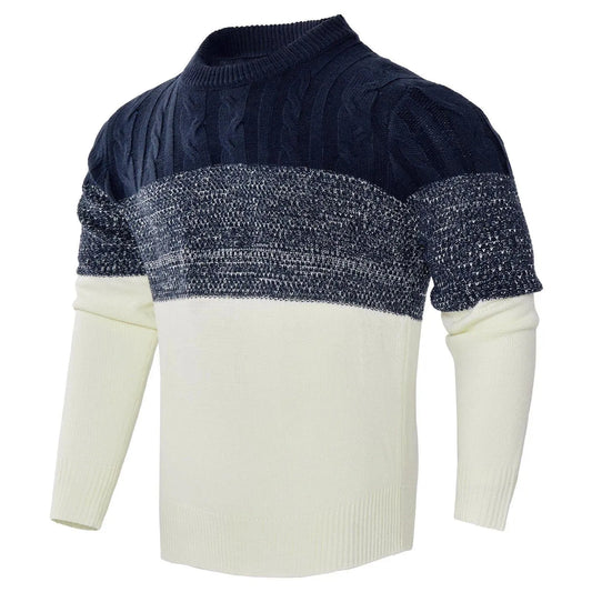 Chic Color Block Cable Knit Sweater - Pylnam