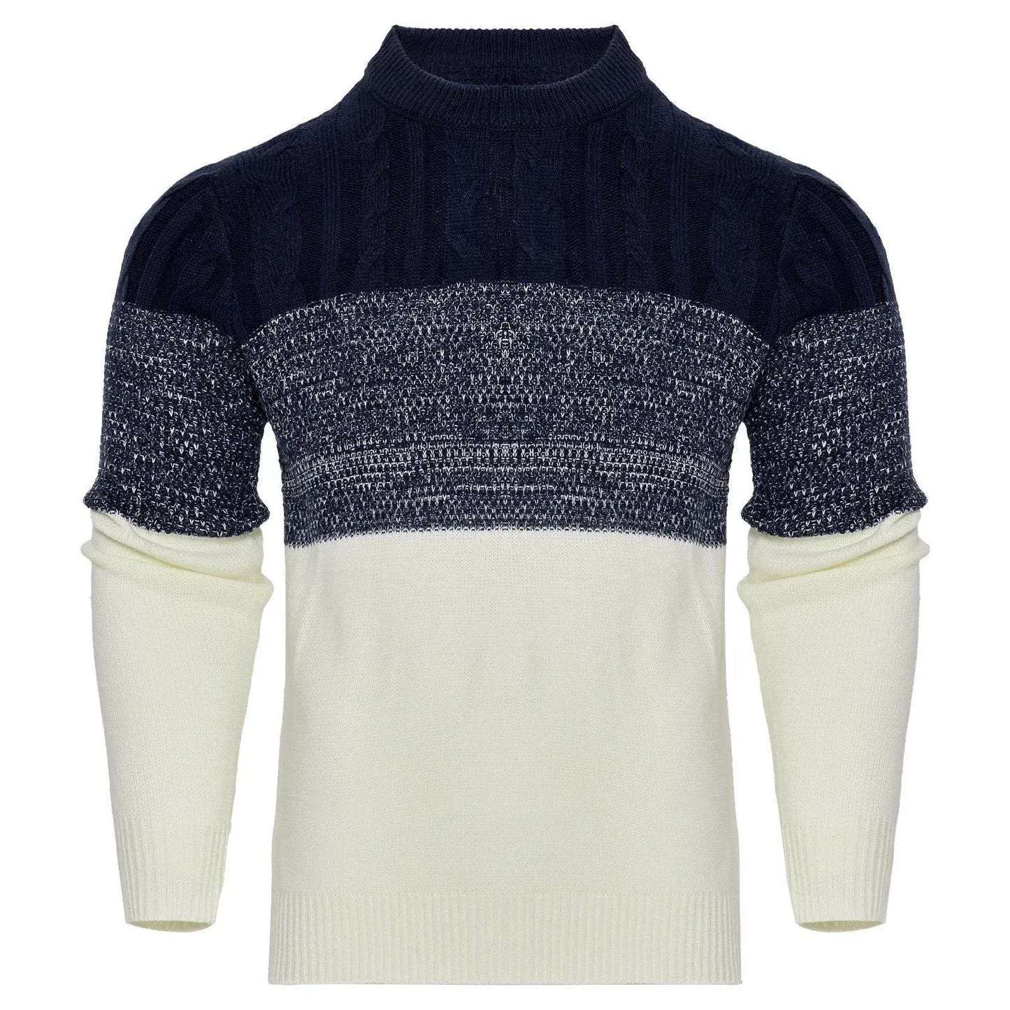 Chic Color Block Cable Knit Sweater - Pylnam