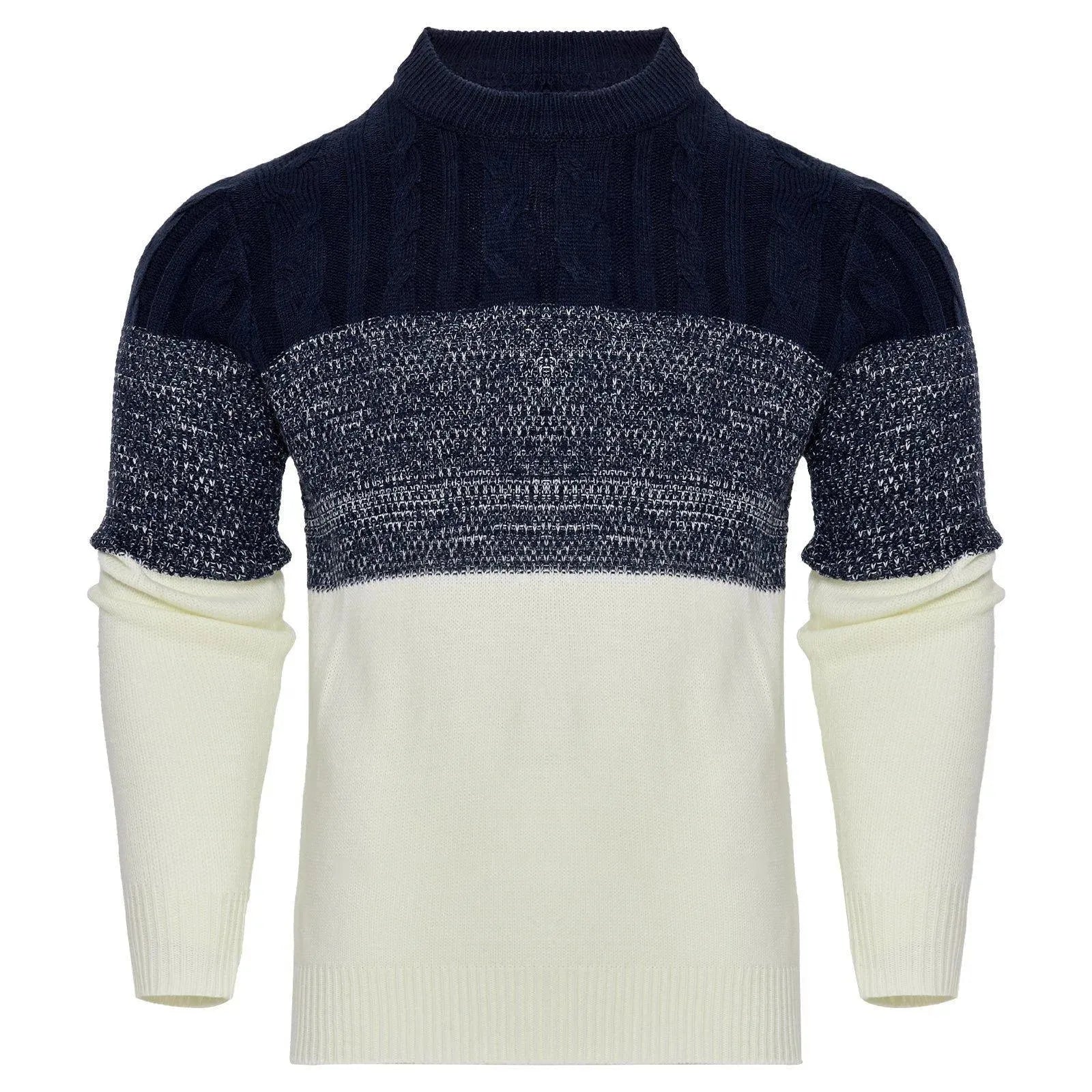 Chic Color Block Cable Knit Sweater - Pylnam