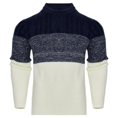 Chic Color Block Cable Knit Sweater - Pylnam