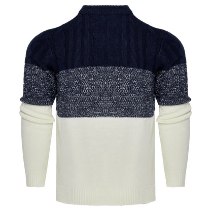 Chic Color Block Cable Knit Sweater - Pylnam