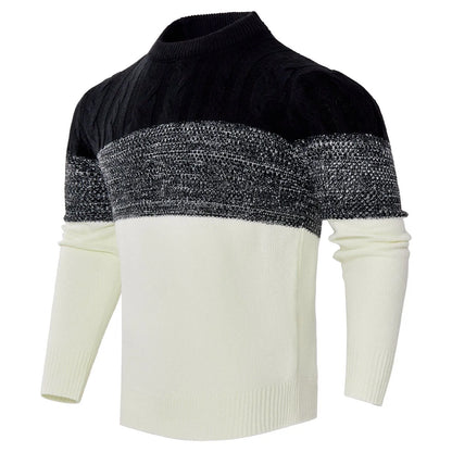 Chic Color Block Cable Knit Sweater - Pylnam