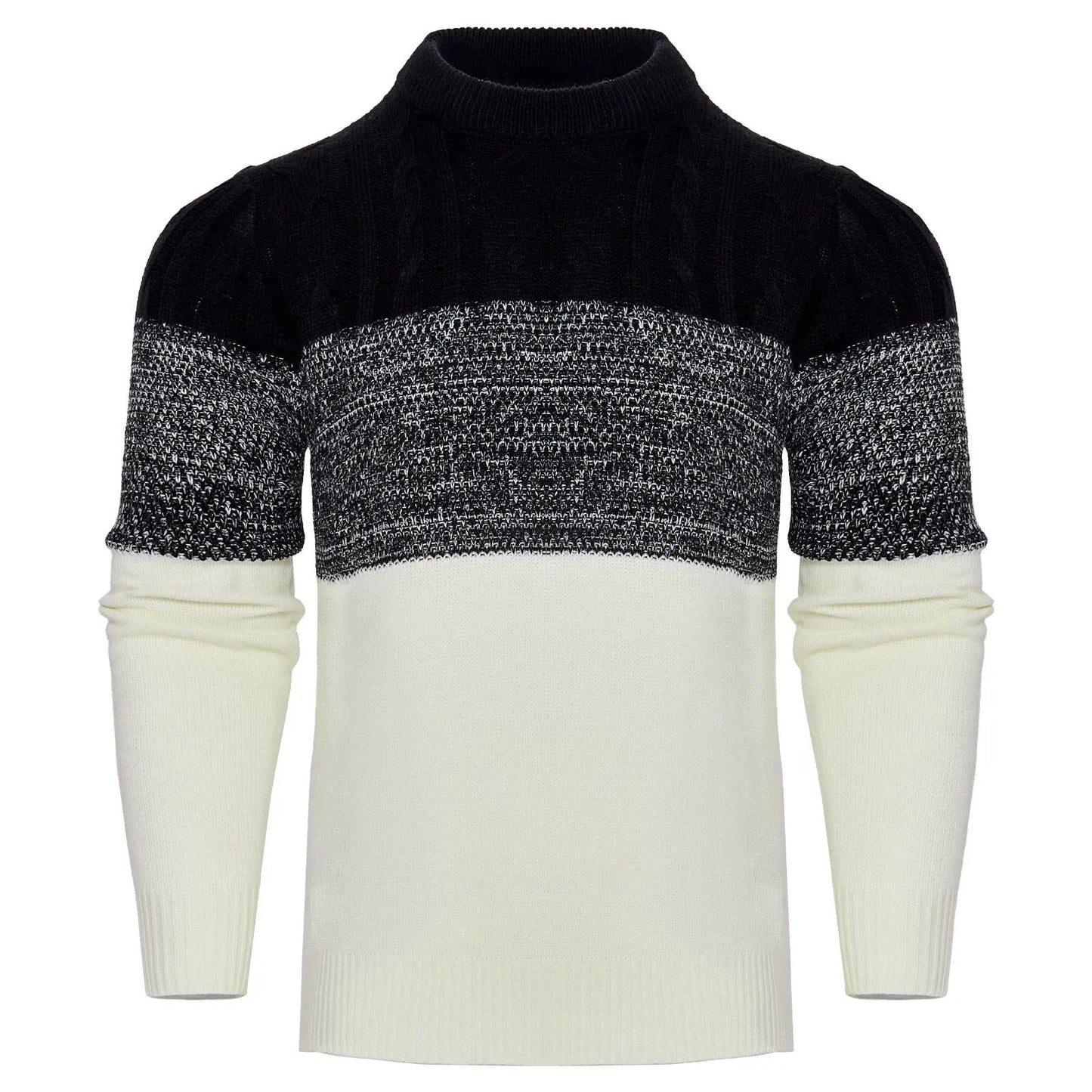 Chic Color Block Cable Knit Sweater - Pylnam