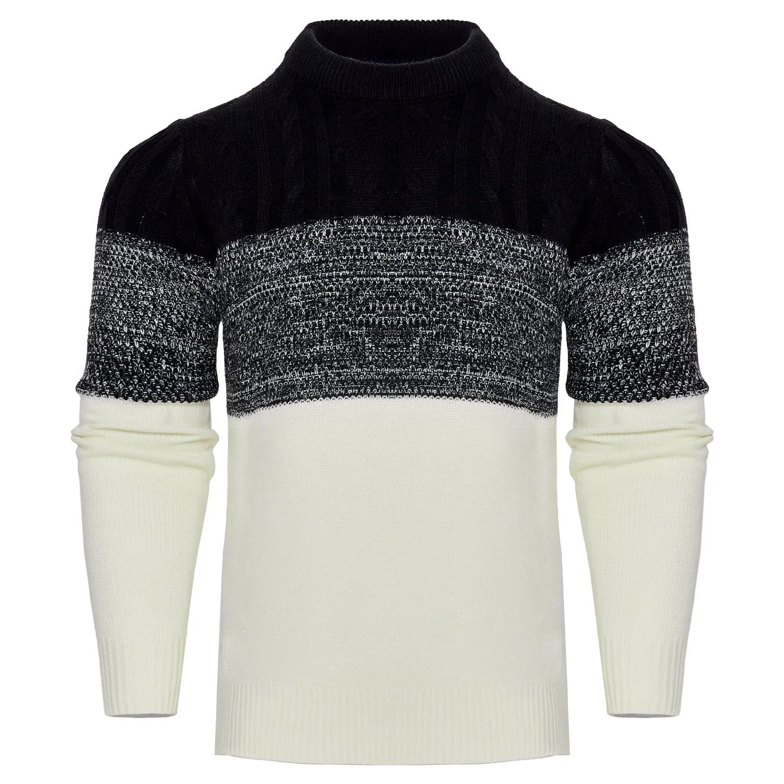 Chic Color Block Cable Knit Sweater - Pylnam