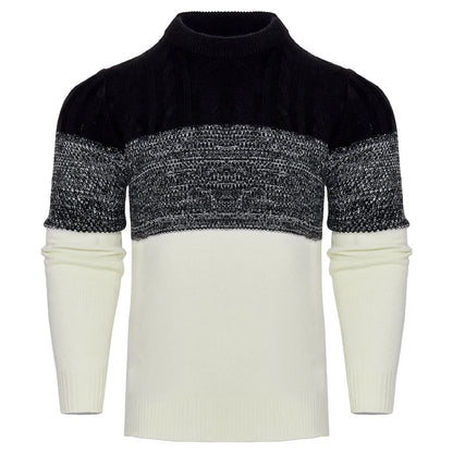 Chic Color Block Cable Knit Sweater - Pylnam