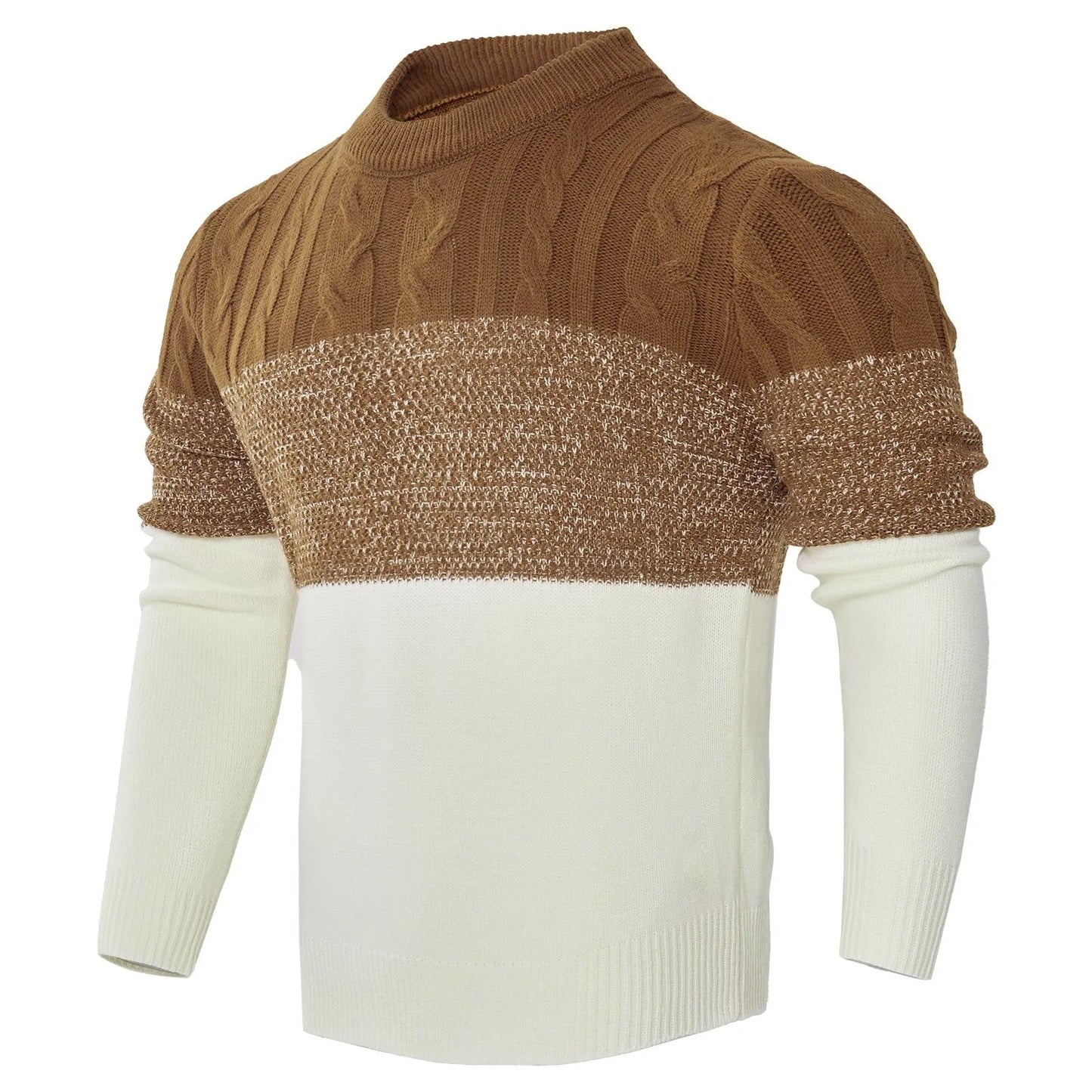 Chic Color Block Cable Knit Sweater - Pylnam