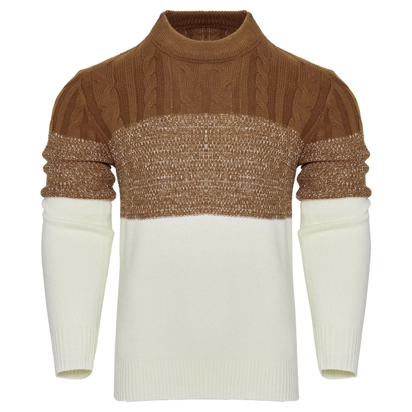 Chic Color Block Cable Knit Sweater - Pylnam