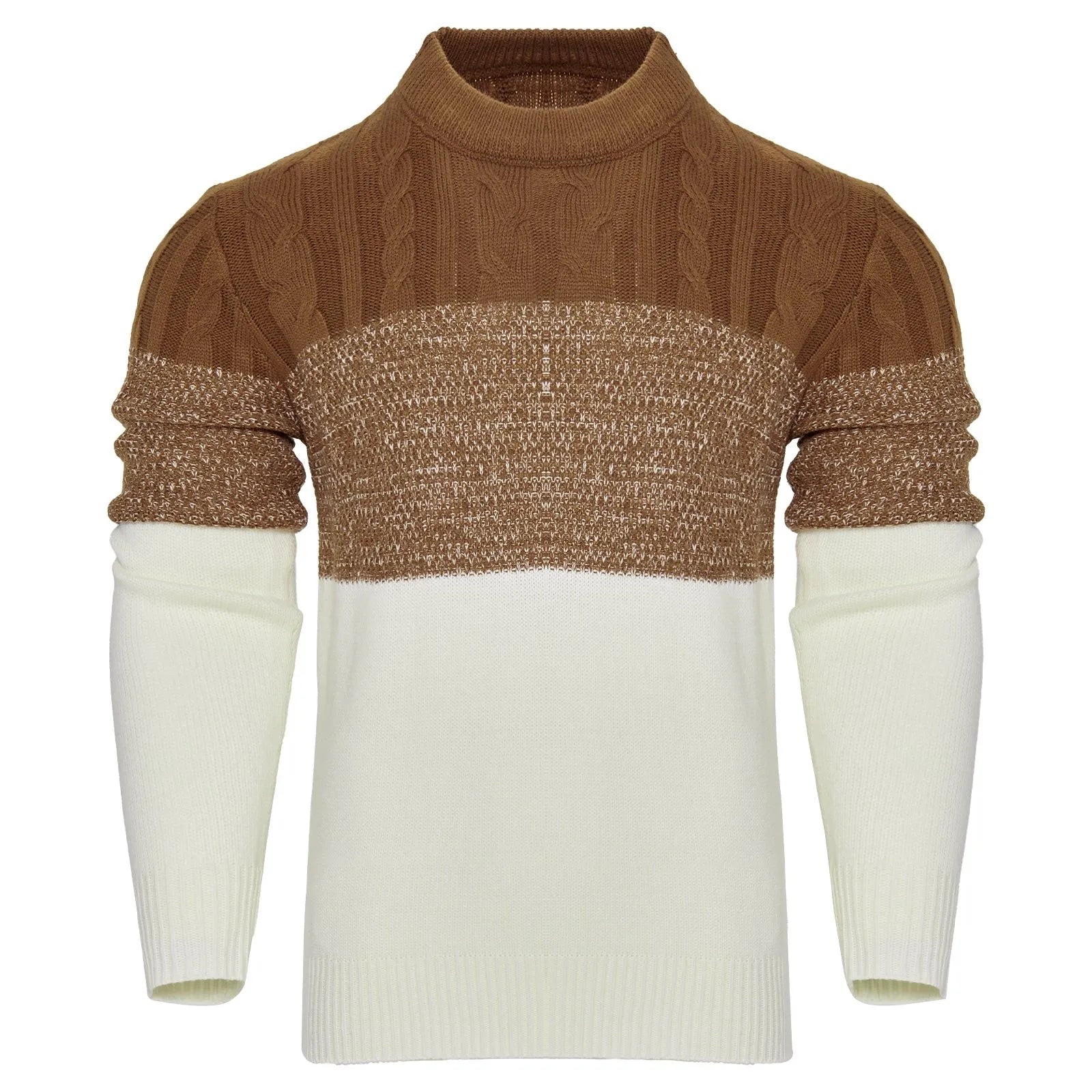 Chic Color Block Cable Knit Sweater - Pylnam