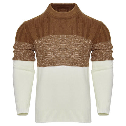 Chic Color Block Cable Knit Sweater - Pylnam