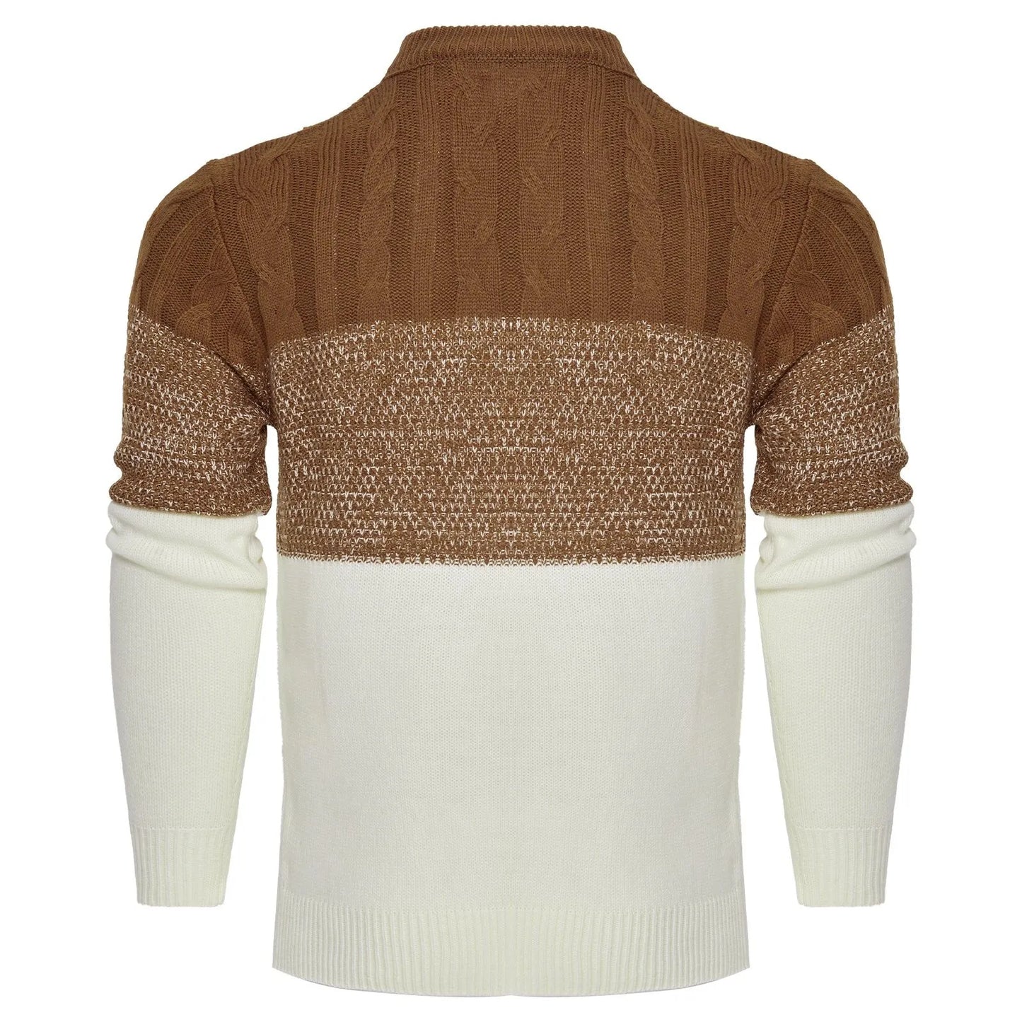 Chic Color Block Cable Knit Sweater - Pylnam