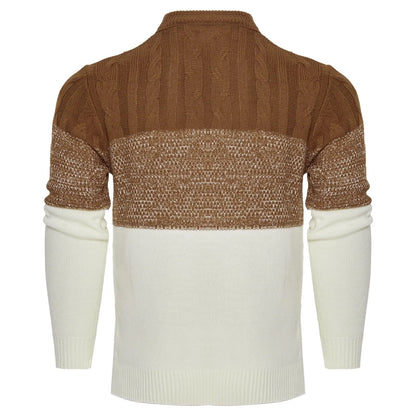 Chic Color Block Cable Knit Sweater - Pylnam