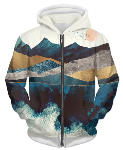 Custom Crafted Blue Peak Reflection Sweatshirt - Pylnam