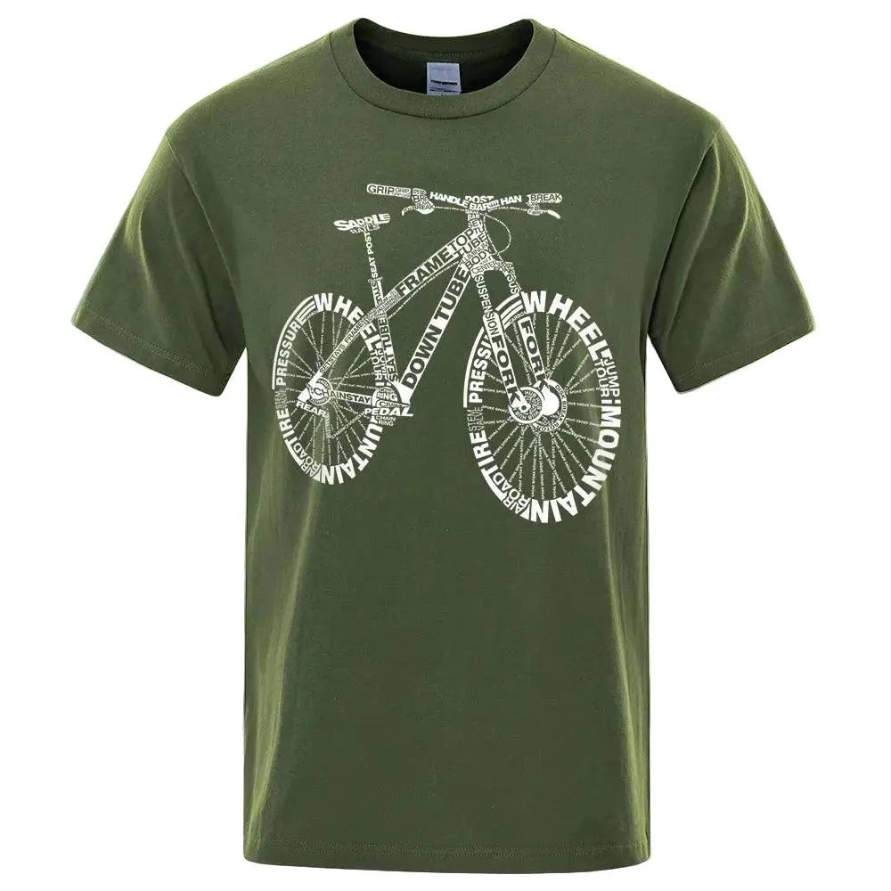 Cycling Enthusiast's Alphabet Graphic Short Sleeve Tee - Pylnam