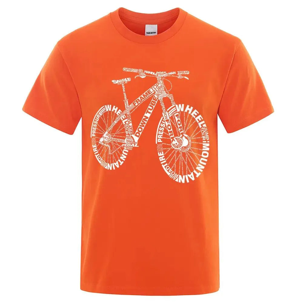 Cycling Enthusiast's Alphabet Graphic Short Sleeve Tee - Pylnam