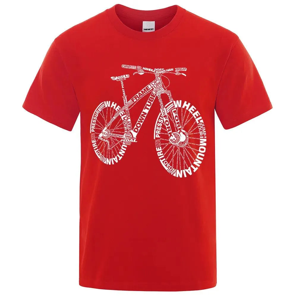 Cycling Enthusiast's Alphabet Graphic Short Sleeve Tee - Pylnam