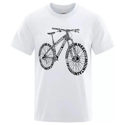 Cycling Enthusiast's Alphabet Graphic Short Sleeve Tee - Pylnam