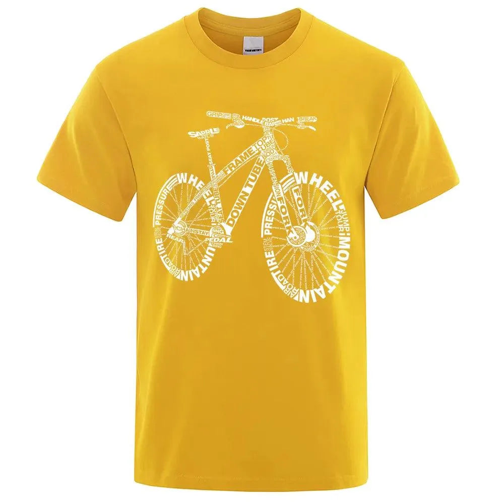 Cycling Enthusiast's Alphabet Graphic Short Sleeve Tee - Pylnam