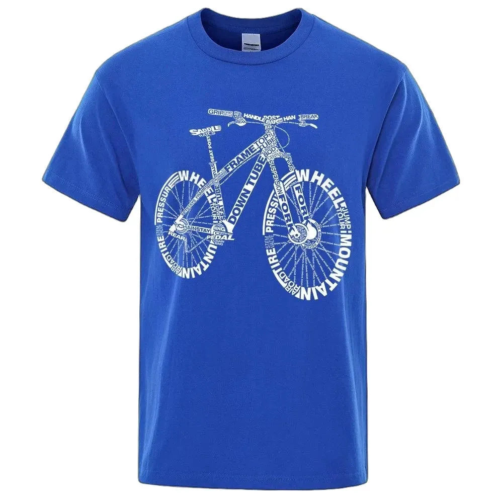 Cycling Enthusiast's Alphabet Graphic Short Sleeve Tee - Pylnam