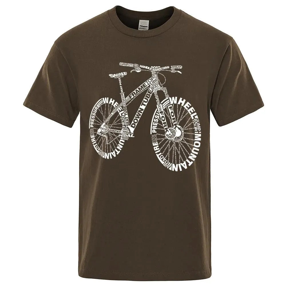 Cycling Enthusiast's Alphabet Graphic Short Sleeve Tee - Pylnam