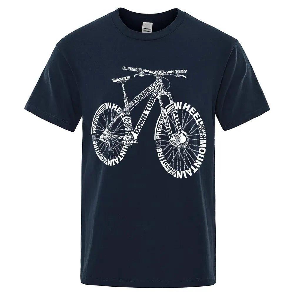 Cycling Enthusiast's Alphabet Graphic Short Sleeve Tee - Pylnam